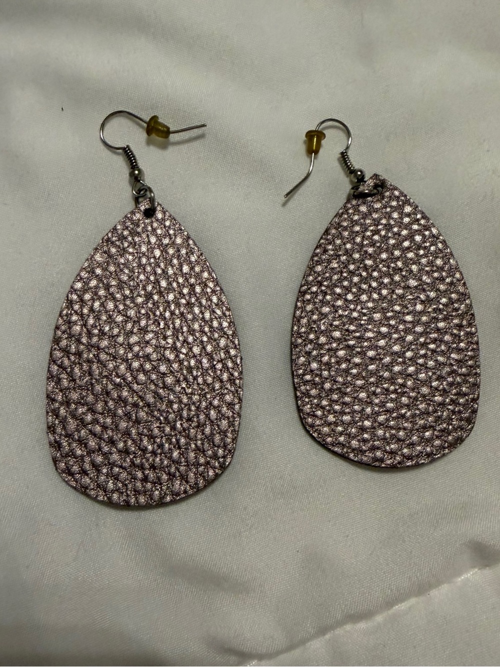 Metallic Teardrop Leather Earrings - Women Jewelry